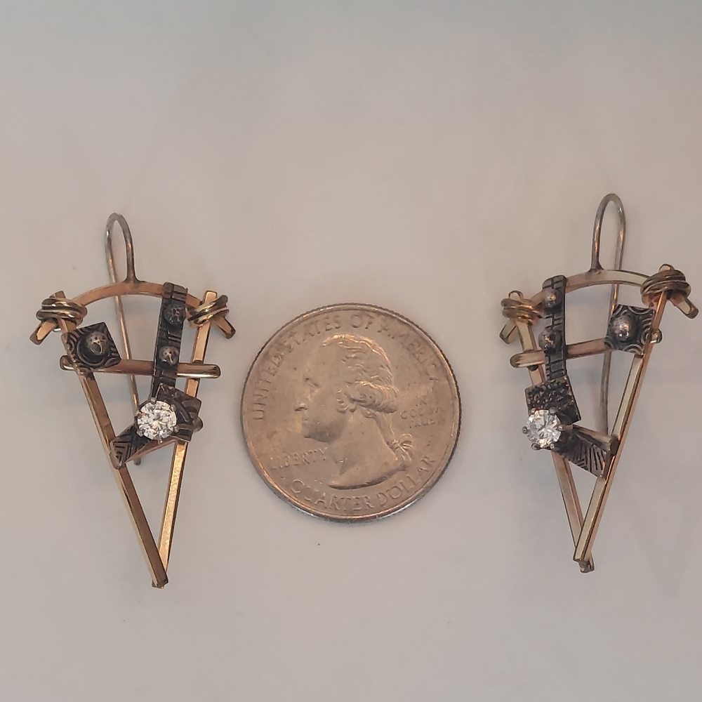 Unique Triangular Cubic Zirconia Dangle Earrings - image 6